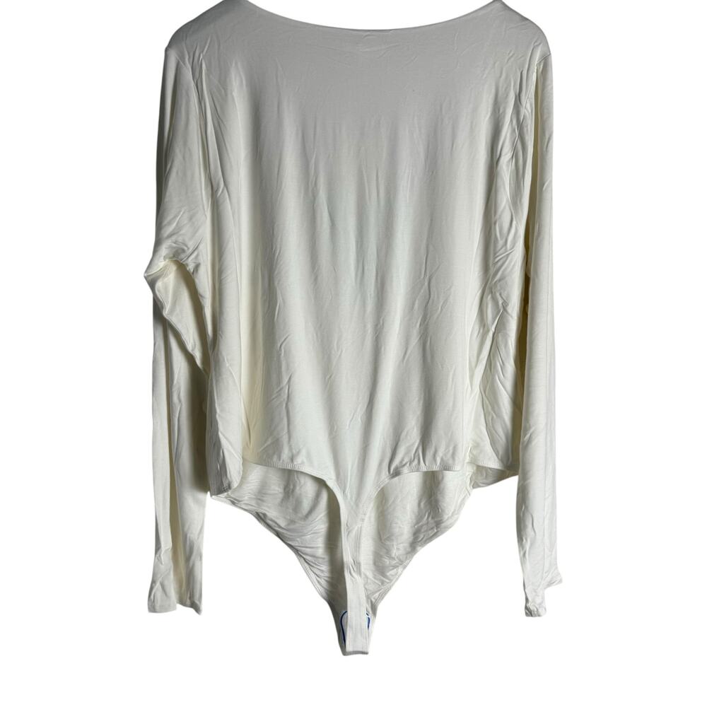 Good American Ivory White U-Ring Scoop Neck Long Sleeve Bodysuit Size 2XL - Picture 7 of 7